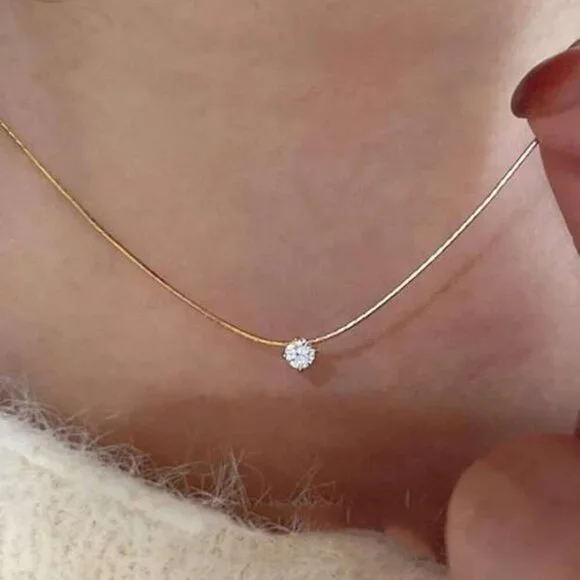 Moissanite Solitaire Pendant Necklace – 18K Gold Filled - Picture 2 of 3